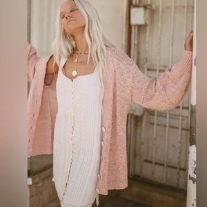 💥SALE!!💥 Spell Designs Pink Cable knit Cardigan Sweater  pockets XL - never worn